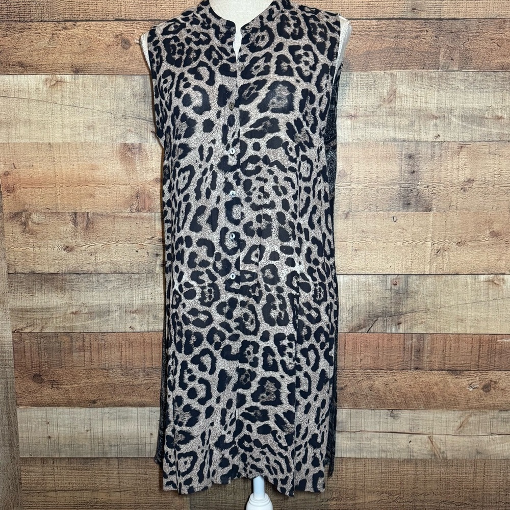 John • Mark Leopard Print Sleeveless Tunic Embroidered size Medium